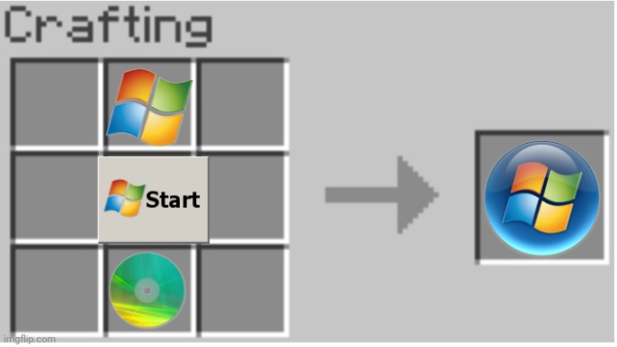 Crafting vista | image tagged in windows,windows update,windows downgrade,vista,7,windows 7 | made w/ Imgflip meme maker