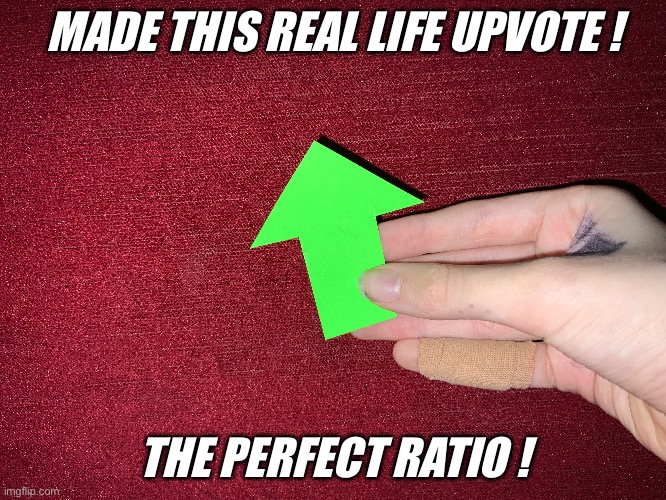 When you can’t upvote you’re own posts… | MADE THIS REAL LIFE UPVOTE ! THE PERFECT RATIO ! | image tagged in upvote | made w/ Imgflip meme maker