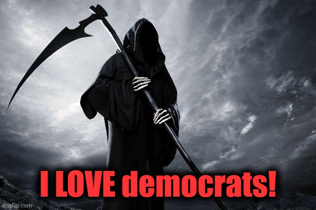 Death | I LOVE democrats! | image tagged in death | made w/ Imgflip meme maker