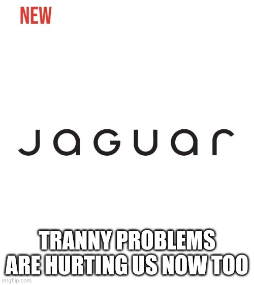 New jaguar logo | TRANNY PROBLEMS ARE HURTING US NOW TOO | image tagged in new jaguar logo | made w/ Imgflip meme maker