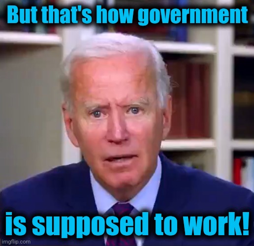 Slow Joe Biden Dementia Face | But that's how government is supposed to work! | image tagged in slow joe biden dementia face | made w/ Imgflip meme maker