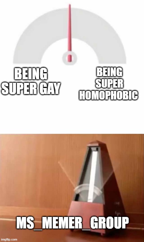 I don't understand it | BEING SUPER HOMOPHOBIC; BEING SUPER GAY; MS_MEMER_GROUP | image tagged in metronome | made w/ Imgflip meme maker