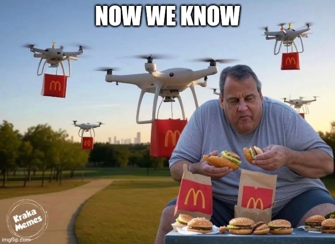 I'm lovin' it | NOW WE KNOW | image tagged in drones,chris christie,new jersey | made w/ Imgflip meme maker