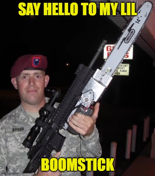 How second amendment are you | SAY HELLO TO MY LIL; BOOMSTICK | image tagged in ash vs evil dead,second amendment,assault weapons,2a,gun rights,gun control | made w/ Imgflip meme maker