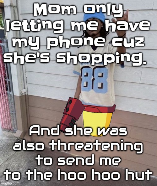 And by that I mean the psych ward | Mom only letting me have my phone cuz she's shopping. And she was also threatening to send me to the hoo hoo hut | image tagged in dricks enoll | made w/ Imgflip meme maker