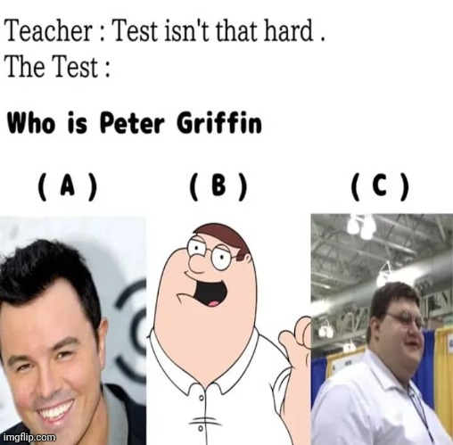 image tagged in peter griffin,family guy,test,school | made w/ Imgflip meme maker