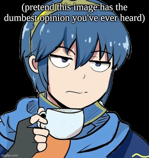 Marth sipping tea | (pretend this image has the dumbest opinion you've ever heard) | image tagged in marth sipping tea | made w/ Imgflip meme maker