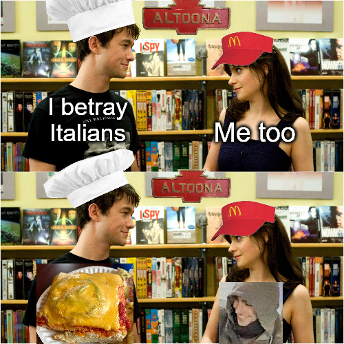 Betrayal | Me too; I betray Italians | image tagged in tom and summer,luigi,altoona,luigi mangione,free luigi,pizza | made w/ Imgflip meme maker