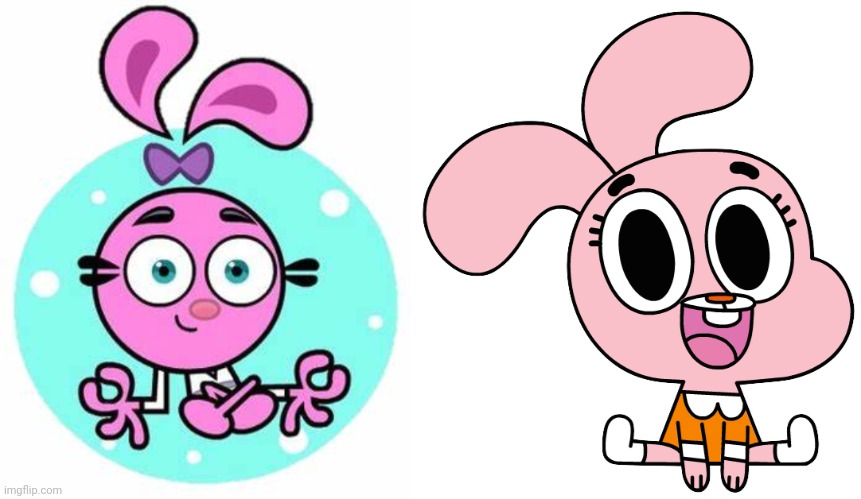 Yin and Anais | image tagged in yin,anais watterson,yin yang yang,the amazing world of gumball,pink bunny,pink rabbit | made w/ Imgflip meme maker