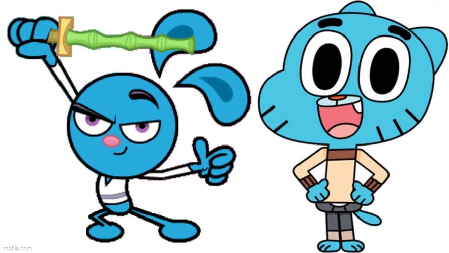 Yang and Gumball (Blue Buddies) | image tagged in yang,gumball watterson the amazing world of gumball wiki fandom,gumball watterson,the amazing world of gumball,blue boy,blue guy | made w/ Imgflip meme maker