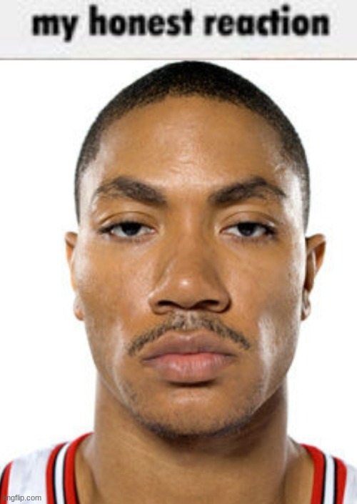 image tagged in my honest reaction,derrick rose straight face | made w/ Imgflip meme maker