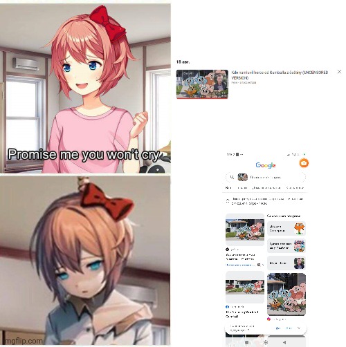 Sayori dies is uncensored version | image tagged in promise you won't cry | made w/ Imgflip meme maker