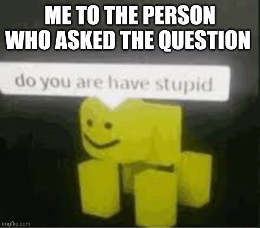 do you are have stupid | ME TO THE PERSON WHO ASKED THE QUESTION | image tagged in do you are have stupid | made w/ Imgflip meme maker