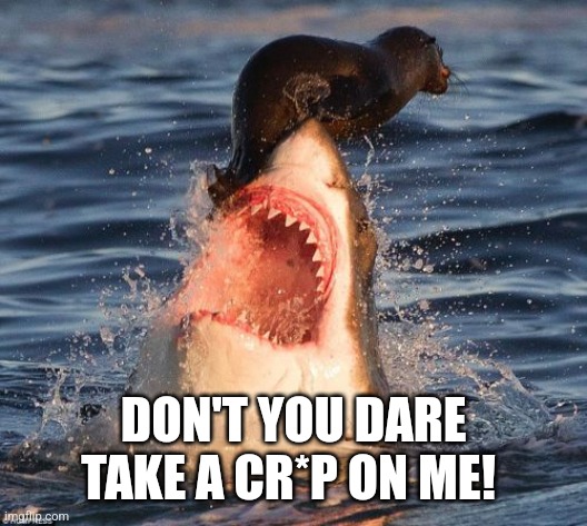 Travelonshark | DON'T YOU DARE TAKE A CR*P ON ME! | image tagged in memes,travelonshark | made w/ Imgflip meme maker