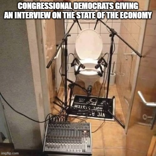 Dem Press Conference | CONGRESSIONAL DEMOCRATS GIVING AN INTERVIEW ON THE STATE OF THE ECONOMY | image tagged in politics | made w/ Imgflip meme maker