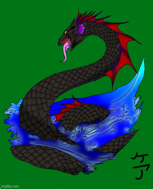 Drawing for Wolfie_scout! | image tagged in dragon,digital art,sea serpent | made w/ Imgflip meme maker