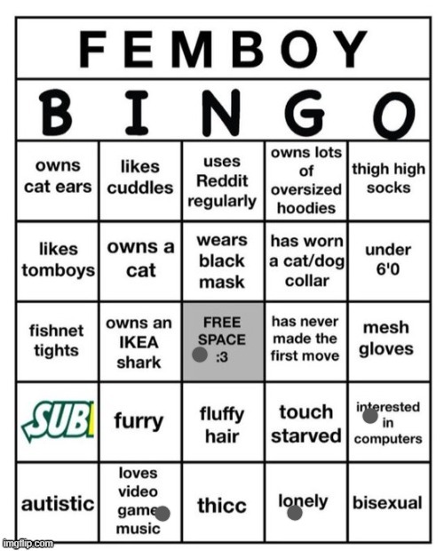 Lmao | image tagged in femboy bingo,memes,msmg | made w/ Imgflip meme maker