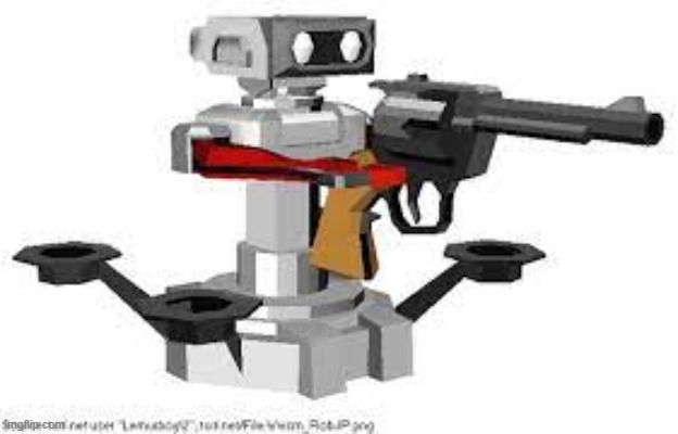 R.O.B. with gun | image tagged in r o b with gun | made w/ Imgflip meme maker