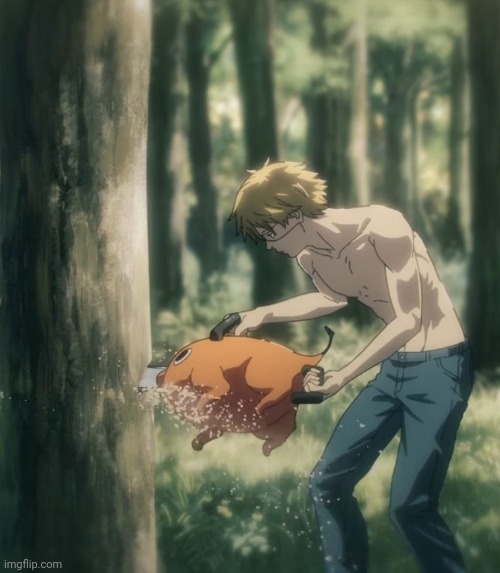 Denmark using papaya to cut down tree | image tagged in denmark using papaya to cut down tree | made w/ Imgflip meme maker