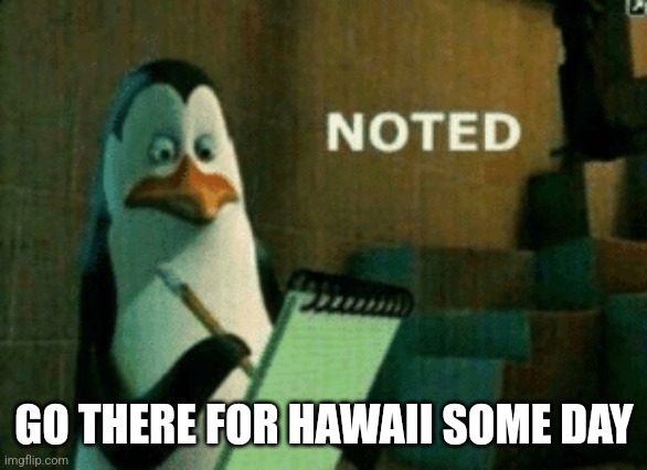 Noted | GO THERE FOR HAWAII SOME DAY | image tagged in noted | made w/ Imgflip meme maker