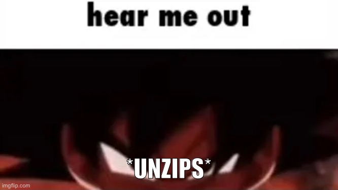 hear me out | *UNZIPS* | image tagged in hear me out | made w/ Imgflip meme maker