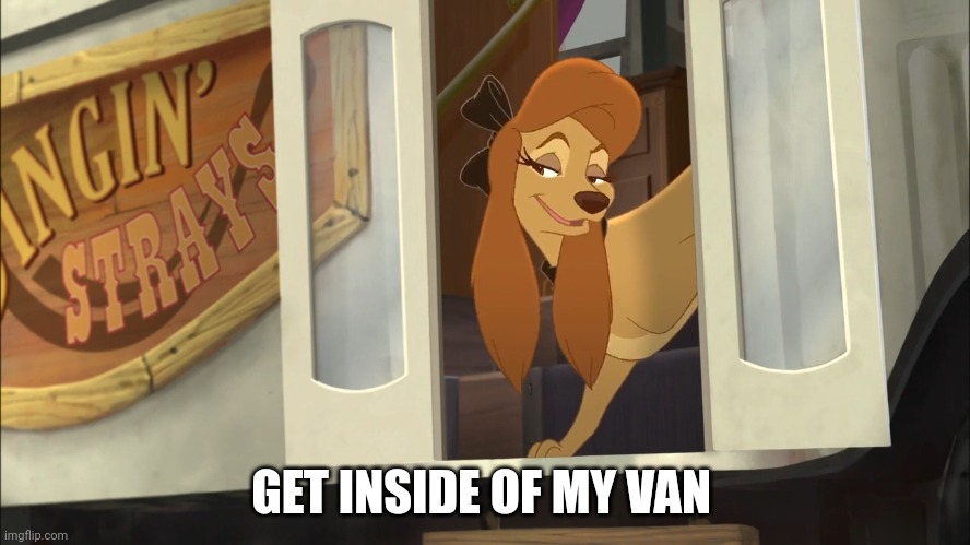 Get Inside Of My Van | GET INSIDE OF MY VAN | image tagged in dixie's hiding,the fox and the hound 2,new actress,mgm,united artists | made w/ Imgflip meme maker