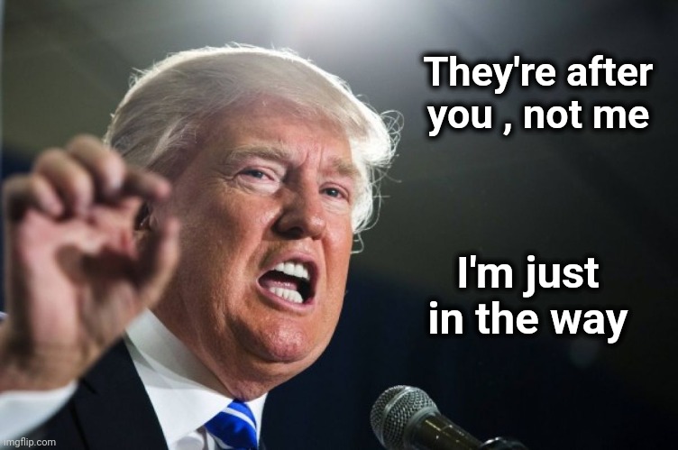 donald trump | They're after you , not me I'm just in the way | image tagged in donald trump | made w/ Imgflip meme maker