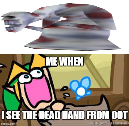 nothing has ever scared me more than the dead hand | ME WHEN; I SEE THE DEAD HAND FROM OOT | image tagged in link screaming,memes,zelda | made w/ Imgflip meme maker