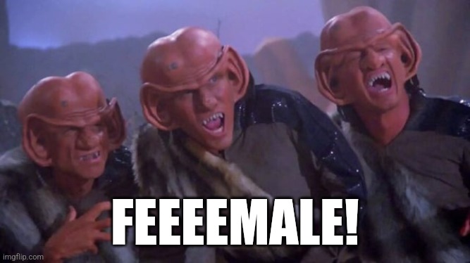 Ferengishatefemales | FEEEEMALE! | image tagged in feminism | made w/ Imgflip meme maker