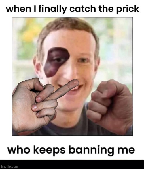 When I catch the lrick | image tagged in mark zuckerberg,justice,black eye | made w/ Imgflip meme maker