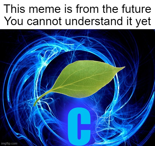 This meme is from the future You cannot understand it yet | This meme is from the future
You cannot understand it yet; C | image tagged in spiral energy,memes | made w/ Imgflip meme maker