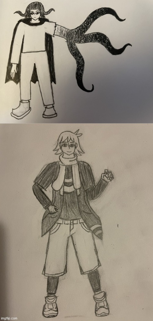 Some drawings I made! (Top: OC, Bottom: Fanart of Pokemon Rejuvenation) | made w/ Imgflip meme maker