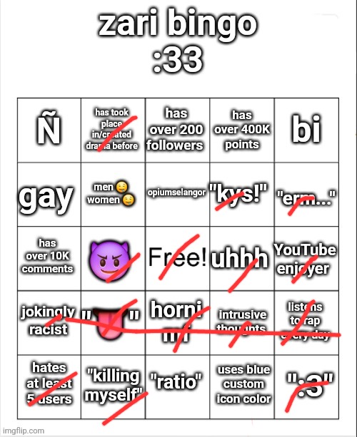 zari's bingo | image tagged in zari's bingo | made w/ Imgflip meme maker