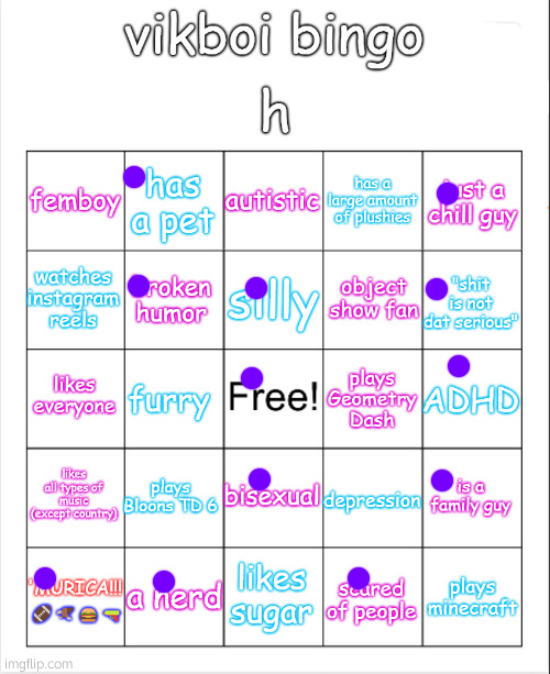 vikboi bingo | image tagged in vikboi bingo | made w/ Imgflip meme maker