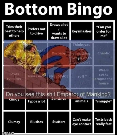 Bottom Bingo | image tagged in bottom bingo | made w/ Imgflip meme maker