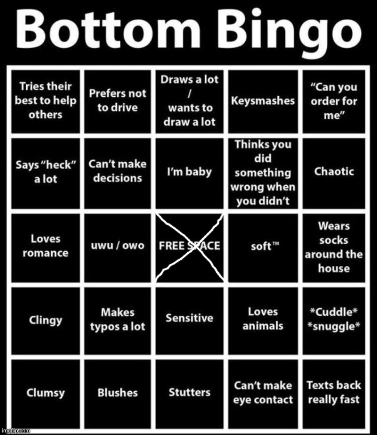 Bottom Bingo | image tagged in bottom bingo | made w/ Imgflip meme maker