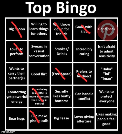 Top Bingo | image tagged in top bingo | made w/ Imgflip meme maker