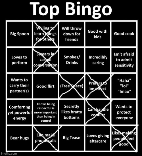 Top Bingo | image tagged in top bingo | made w/ Imgflip meme maker