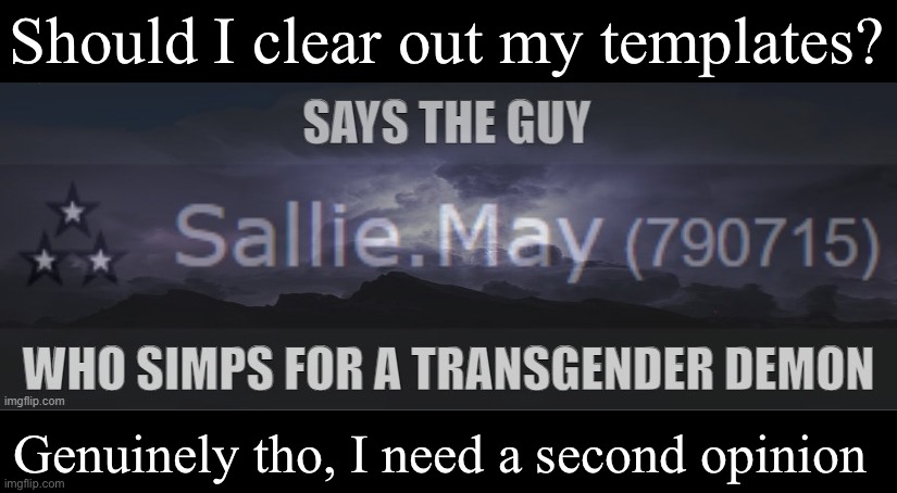 Says the guy | Should I clear out my templates? Genuinely tho, I need a second opinion | image tagged in says the guy | made w/ Imgflip meme maker