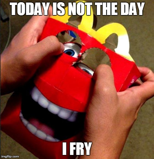 TODAY IS NOT THE DAY I FRY | made w/ Imgflip meme maker