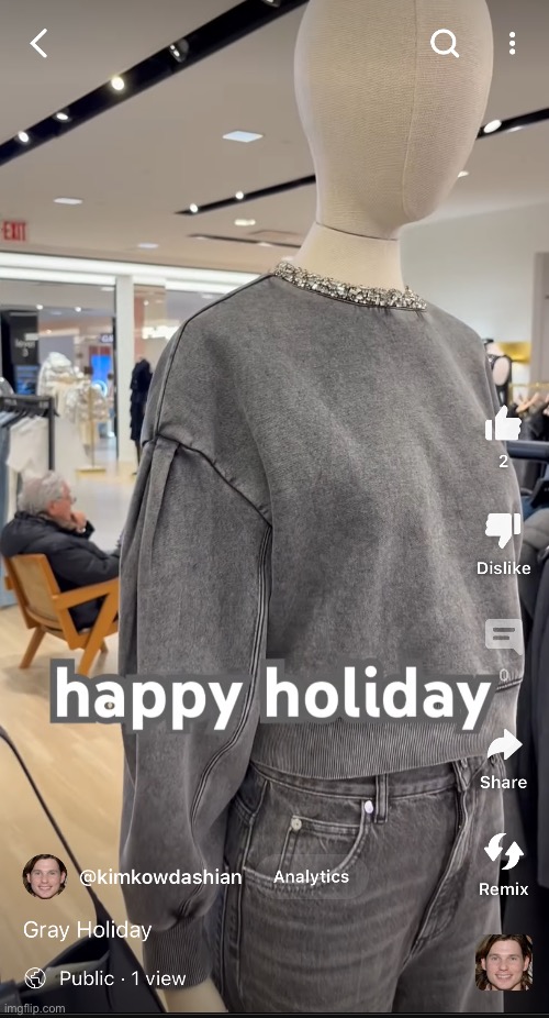 Gray Holiday | image tagged in fashion,sandro,bloomingdales,christmas,2024,brian einersen | made w/ Imgflip meme maker