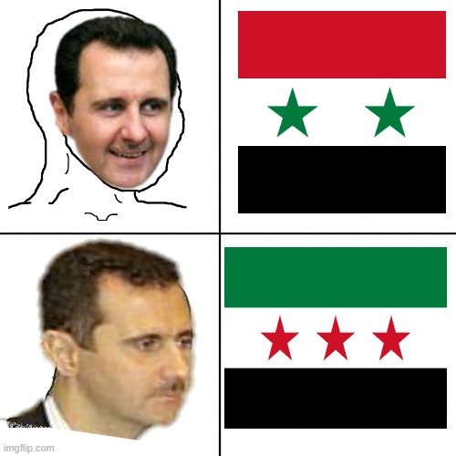 Assad before he got out of Syria, and Assad after he got out of Syria | image tagged in syrian memes,syria,rebel,memes | made w/ Imgflip meme maker