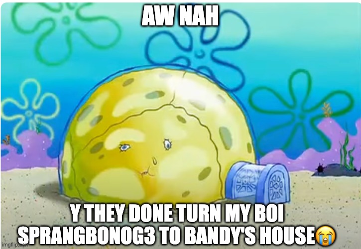 Spunch bob | AW NAH; Y THEY DONE TURN MY BOI
SPRANGBONOG3 TO BANDY'S HOUSE😭 | image tagged in spunch bop,memes,spongebob,merry christmas,why are you reading the tags,stop reading the tags | made w/ Imgflip meme maker