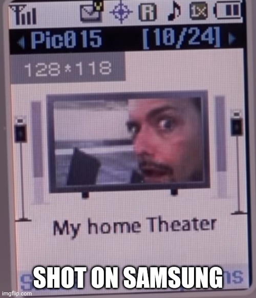 Shot On Samsung MrMobile Michael Fisher Meme | SHOT ON SAMSUNG | image tagged in mrmobile michael fisher my home theater,memes,funny,mrmobile,samsung,mobile | made w/ Imgflip meme maker