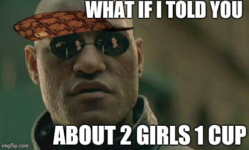 Matrix Morpheus | WHAT IF I TOLD YOU ABOUT 2 GIRLS 1 CUP | image tagged in memes,matrix morpheus,scumbag | made w/ Imgflip meme maker