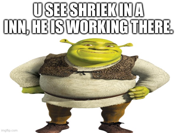 Roleplay | U SEE SHRIEK IN A INN, HE IS WORKING THERE. | image tagged in roleplaying | made w/ Imgflip meme maker