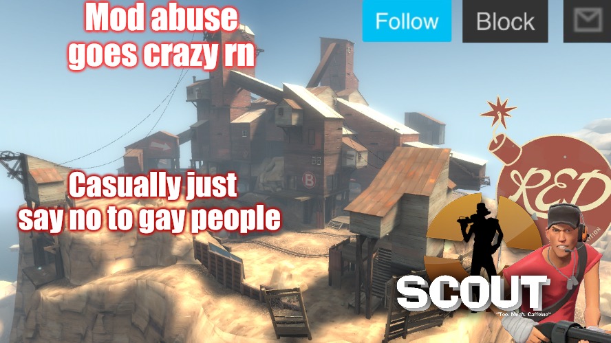 scouts 4 announcement temp | Mod abuse goes crazy rn; Casually just say no to gay people | image tagged in scouts 4 announcement temp | made w/ Imgflip meme maker