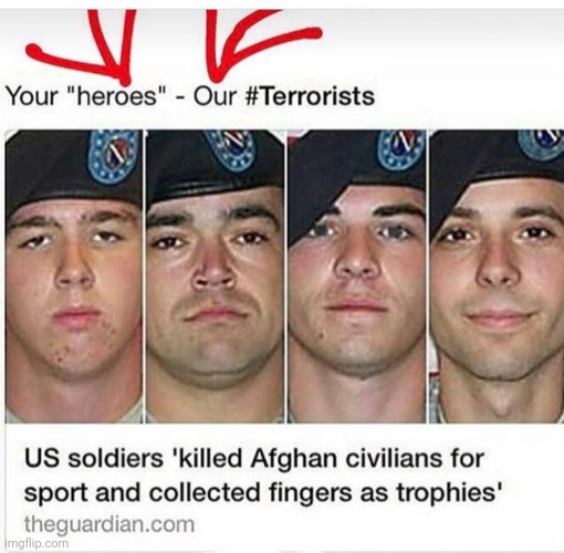 image tagged in terrorists,soldiers,civilians,sports,fingers,trophies | made w/ Imgflip meme maker