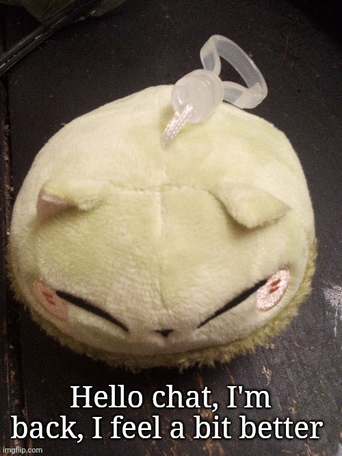 MonMon | Hello chat, I'm back, I feel a bit better | image tagged in monmon | made w/ Imgflip meme maker