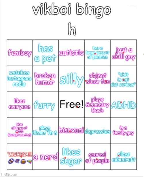 vikboi bingo | image tagged in vikboi bingo | made w/ Imgflip meme maker